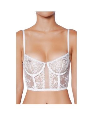 Huit Amoureuse Embroidered Underwire Bustier - White