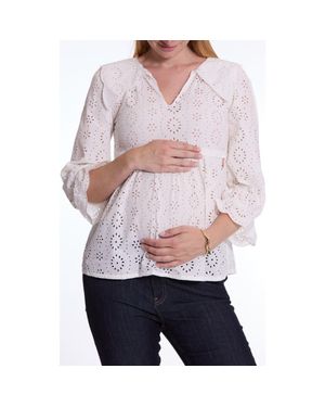 Cache Coeur Clothilde Eyelet Embroidered Nursing/Maternity Top - White