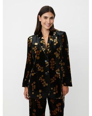 Masai Majaxi Velour Floral Print Blazer - Black