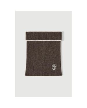 Brunello Cucinelli Cashmere Rib Knit Neck Warmer - Brown