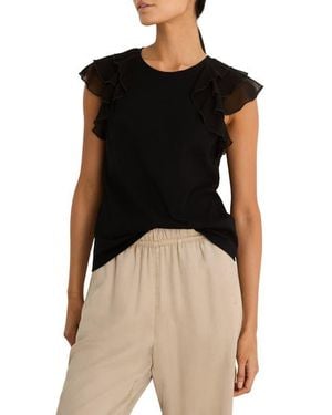 NIC+ZOE Chiffon Drift Mixed Media Top - Black