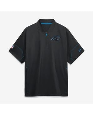 Nike Carolina Panthers Sideline Short Sleeve Quarter-Zip Coaches Jacket - Black