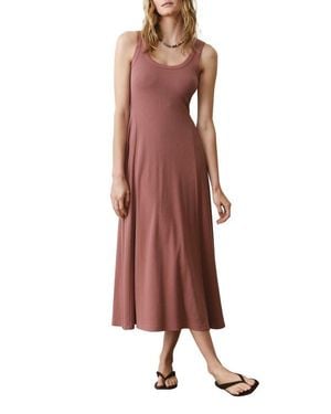 Marine Layer Lexi Rib Sleeveless Fit & Flare Midi Dress - Brown