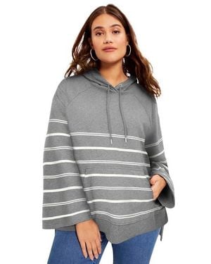 June + Vie Bell-Sleeve French Terry Sweatshirt - Gray