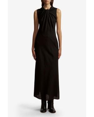 Marina Moscone Lightweight Wool Twist Paneled Dress - Black