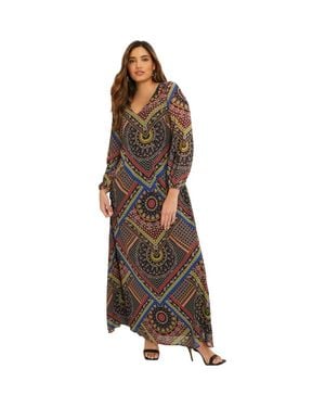 June + Vie Chiffon Maxi Dress - Brown