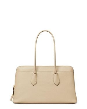 Tory Burch Lock Leather Satchel - Natural