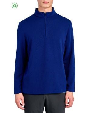 Con.struct Regular Fit Solid Waffle Knit Recycled Performance Quarter Zip - Blue