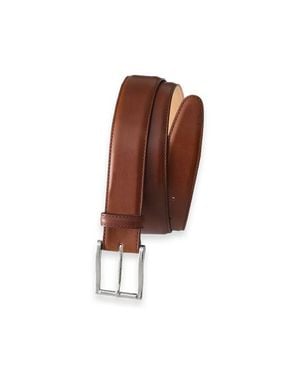 Paul Fredrick Leather Belt With Changeable Buckle - Brown