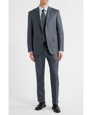 Canali Siena Regular Fit Light Glen Check Super 150S Wool Suit - Blue