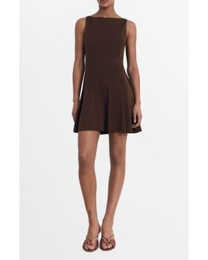 Mango Sleeveless Pleated Dress - Brown