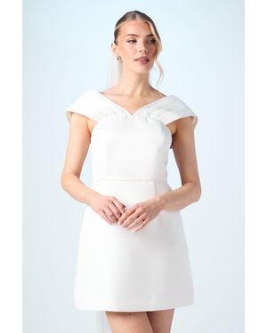 Coast Bardot Satin Bridal Mini Dress - White