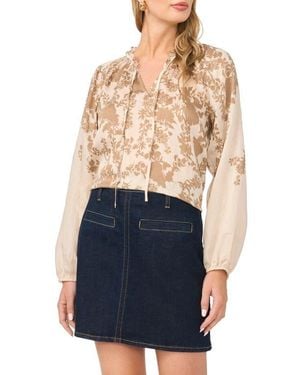 Vince Camuto Raglan Sleeve Split Neck Top - Blue