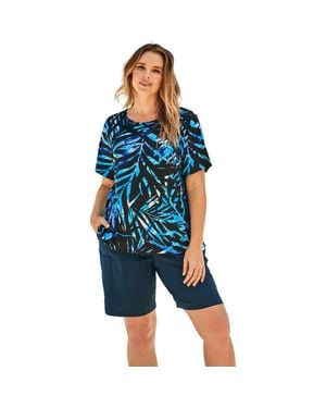Swim 365 Chlorine Resistant Crewneck Relaxed Fit Swim Tee - Blue
