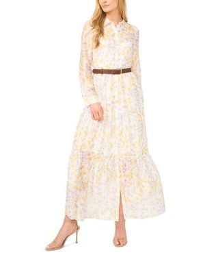 Halogen® Long Sleeve Tiered Maxi Shirtdress - Natural