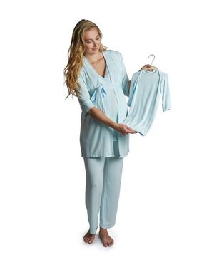 Everly Grey Analise During & After 5-Piece Maternity/Nursing Sleep Set For Mom & Baby - Blue