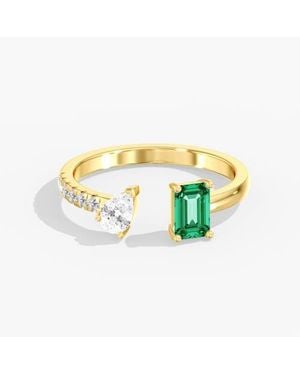 Everlee Pear And Emerald Open Duo Lab Diamond Ring - White