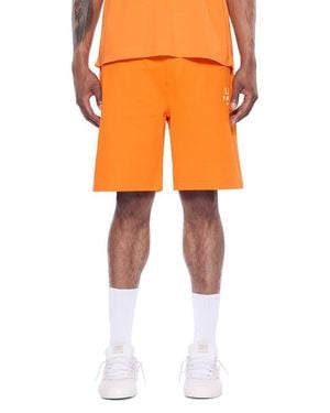 L/AB Off White Diagonal Logo Cotton French Terry Sweat Shorts - Orange