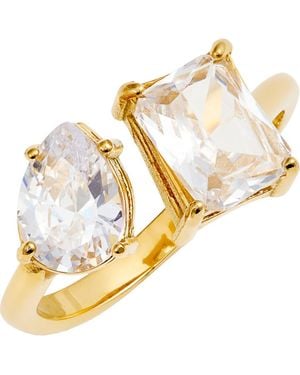 BEN ONI Two Stone Cz Open Ring - Metallic
