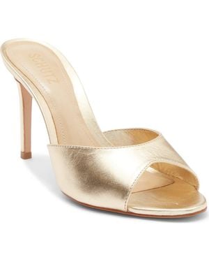 SCHUTZ SHOES Cloe Slide Sandal - Metallic