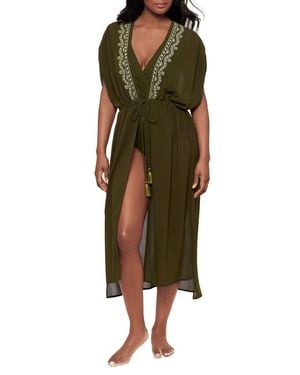 Miraclesuit Beaded Embrodiered Georgette Cover-Up - Green
