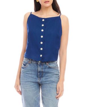 Fifteen Twenty Elis Linen Button-Up Top - Blue