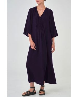 ocean + main Cupro Rouched Front Caftan - Blue