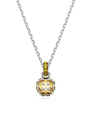Swarovski Square Cut Birthstone Crystal Pendant Necklace - Metallic