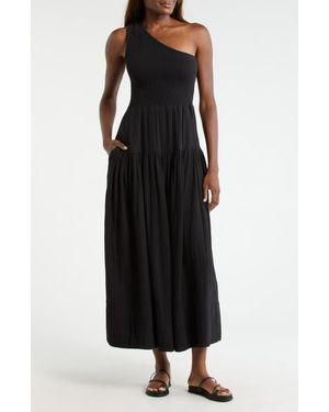 Elan New Smocked Tiered Cover-Up Maxi Dress - Black