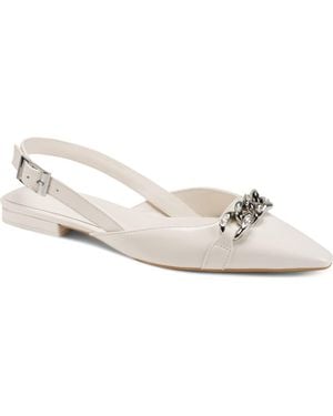 DKNY Cosetta Slingback Pointed Toe Flat - White