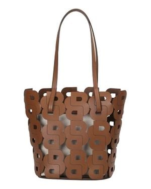 BOSS Double B Monogram Leather Tote - Brown