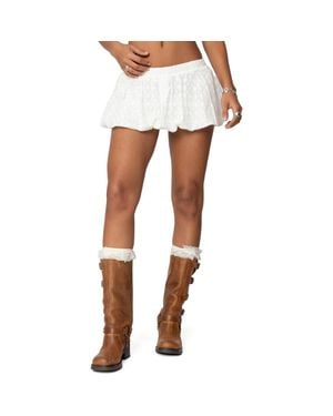 Edikted Livvie Eyelet Cotton Bubble Miniskirt - White