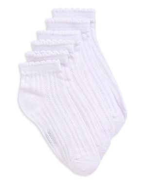 Stems Lace Knit 3-Pack Ankle Socks - White