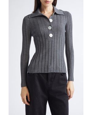 Nackiyé Sugarman Rib Wool Polo Sweater - Black