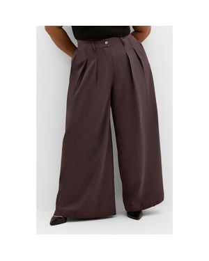 City Chic Abbie Wide Leg Pants - Brown