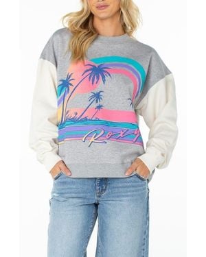Roxy Lineup Contrast Crewneck Sweatshirt - Blue