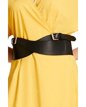 Marina Rinaldi Liguria Crossover Leather Belt - Yellow