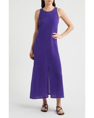 Eileen Fisher Texture Sleeveless Maxi Dress - Purple