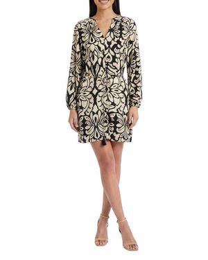 The Good Journey Long Sleeve Button Front Minidress - Black