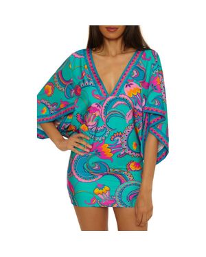 Trina Turk Mykonos V-Neck Cover-Up Tunic - Blue
