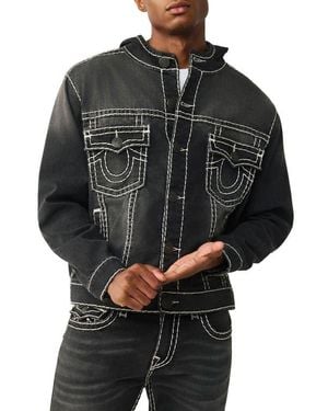 TRUE RELIGION Super T Hooded Denim Jacket - Black