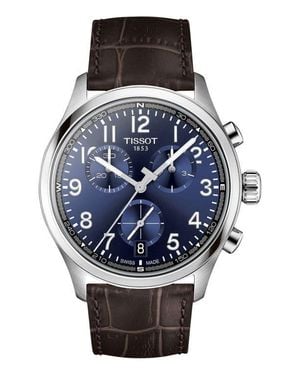 Tissot Chrono Xl Sport Collection Leather Strap Watch, 42Mm - Black