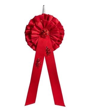 Simone Rocha Crystal Embellished Ribbon Rosette Coin Purse Bag Charm - Red
