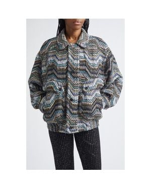 Missoni Metallic Zigzag Sequin Field Jacket - Gray