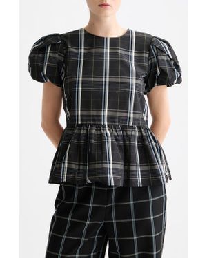 Scotch & Soda Check Taffeta Top - Black