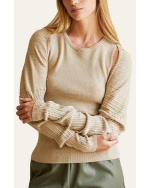 Crescent Two Piece Bolero Set Knit Top - Natural