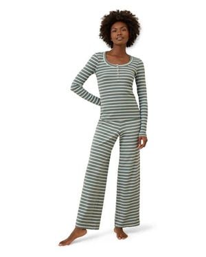 Pact Dream Rib Wide Leg Lounge Pant Made With Organic Cotton - Blue