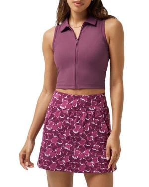 Travis Mathew Midline Zip Polo Tank - Purple