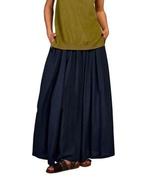 Celtic & Co. Mid Rise Linen-Blend Maxi Skirt - Blue