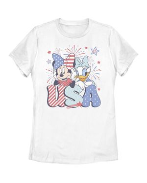 Mickey & Friends Minnie And Daisy American Duo T-Shirt - White